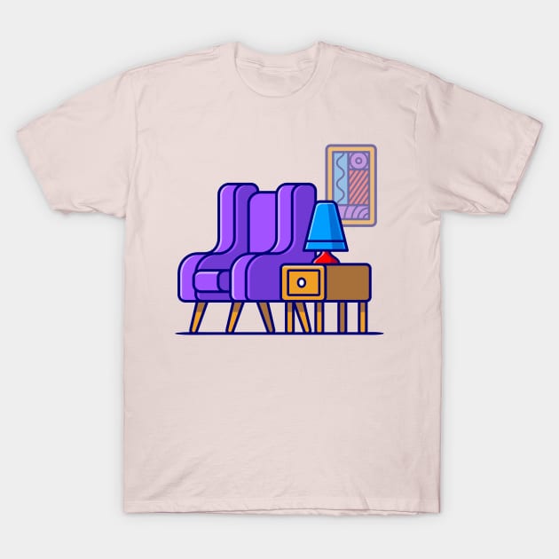 Sofa, Corner Table, And Lamp Cartoon T-Shirt by Catalyst Labs